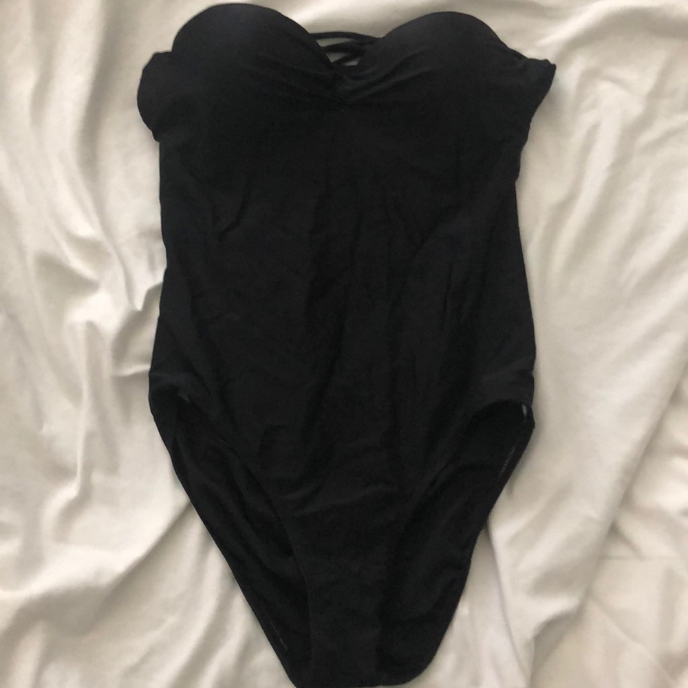 Black one-piece swimsuit